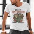 Easily Distracted By Cats And Books Vintage Men's V-Neck T-Shirt Easily Distracted By Cats And Books Vintage Men's V-Neck T-Shirt