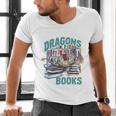 Easily Distracted By Dragons And Books Bookworm Men's V-Neck T-Shirt