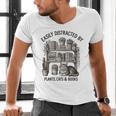 Easily Distracted By Plants Cats & Books Planting Gardening Men's V-Neck T-Shirt Easily Distracted By Plants Cats & Books Planting Gardening Men's V-Neck T-Shirt