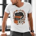 Fall Book Teacher Cat Books Halloween Autumn Librarian Men's V-Neck T-Shirt