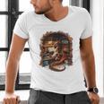 Fantasy Dragon Reading Book Lover Men's V-Neck T-Shirt Fantasy Dragon Reading Book Lover Men's V-Neck T-Shirt