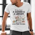 Gardening & Library Lover Books Reading Plants Cute Men's V-Neck T-Shirt