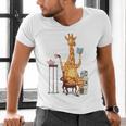 Giraffe Reading Tea Books Coffee Book Lover Graphic Men's V-Neck T-Shirt
