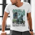 Godzilla Ocean Scene Comic Book Illustration Movie Monster Men's V-Neck T-Shirt