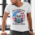 A Good Day To Read a Book Reading Eagle With American Flag Men's V-Neck T-Shirt A Good Day To Read a Book Reading Eagle With American Flag Men's V-Neck T-Shirt