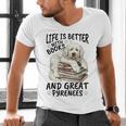 Great Pyrenees Dog Breed Life Is Better With Books And Great Men's V-Neck T-Shirt Great Pyrenees Dog Breed Life Is Better With Books And Great Men's V-Neck T-Shirt