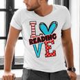 I Heart Books Love Reading Red And Stripe Animated Cat For Men Women Girls Kids Men's V-Neck T-Shirt