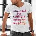 Introverted Willing To Discuss Red Platy Introvert Men's V-Neck T-Shirt Introverted Willing To Discuss Red Platy Introvert Men's V-Neck T-Shirt