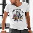I Just Want To Read Books And Pet Cats Raglan Baseball Tee Men's V-Neck T-Shirt
