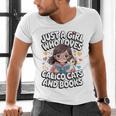 Kawaii Cat And Books Just A Girl Who Loves Both Men's V-Neck T-Shirt Kawaii Cat And Books Just A Girl Who Loves Both Men's V-Neck T-Shirt