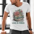 Leer ES Poder Cute Floral Spanish Teacher Book Reading Men's V-Neck T-Shirt
