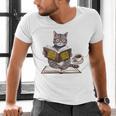 Life Is Better With Cats Coffee Books Cat Reading Book Men's V-Neck T-Shirt Life Is Better With Cats Coffee Books Cat Reading Book Men's V-Neck T-Shirt