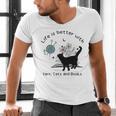 Life Is Better With Yarn Cats And Books Men's V-Neck T-Shirt Life Is Better With Yarn Cats And Books Men's V-Neck T-Shirt