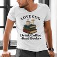 Love God Drink Coffee Read Books Lovers Jesus And Coffee Men's V-Neck T-Shirt