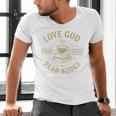 Love God Drink Coffee Read Books Lovers Vintage Christian Men's V-Neck T-Shirt