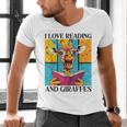 Love Reading And Giraffes Cute Giraffe Reading Book Lovers Men's V-Neck T-Shirt