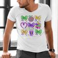 Mardi Gras Teacher Coquette Bow Pencil Apple Book Women Girl Men's V-Neck T-Shirt