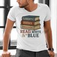 Read Blue Liberty Books July 4th Independence Men's V-Neck T-Shirt