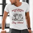Read Books Be Kind Stay Weird Bookish Cowboy Reading Raccoon Men's V-Neck T-Shirt