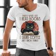 i Read Books And i Know Things Cat Reading Coffee Men's V-Neck T-Shirt
