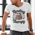 Reading Is My Therapy Book Lover Bookworm Men's V-Neck T-Shirt
