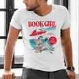 Retro Book Girl Summer For Women Beach Reading Men's V-Neck T-Shirt