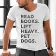Retro Gym Book Lover Read Books Lift Heavy Pet Dogs Men's V-Neck T-Shirt Retro Gym Book Lover Read Books Lift Heavy Pet Dogs Men's V-Neck T-Shirt