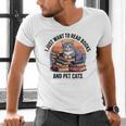 Retro I Just Want To Read Books And Pet Cats Cat Men's V-Neck T-Shirt