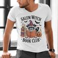 Salem WItch Book Club Halloween Raccoon Witch Reading Book Men's V-Neck T-Shirt Salem WItch Book Club Halloween Raccoon Witch Reading Book Men's V-Neck T-Shirt