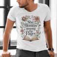 She Blooms Among The Pages Women Mom Wife Floral Book Lover Premium Tri-Blend Men's V-Neck T-Shirt