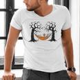 Skeleton Reading Book In Hammock Halloween Reader Men's V-Neck T-Shirt