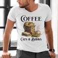 Sleeping Cat And Books With Coffee Lover Men's V-Neck T-Shirt