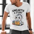 Unearth a Story Cute Dinosaur Summer Reading 2026 Dino Book Men's V-Neck T-Shirt Unearth a Story Cute Dinosaur Summer Reading 2026 Dino Book Men's V-Neck T-Shirt