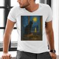Van Gogh Starry Night Art Cat And Book Lovers Men's V-Neck T-Shirt Van Gogh Starry Night Art Cat And Book Lovers Men's V-Neck T-Shirt