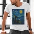 Van Gogh Starry Night Fantasy Reader Dragon Reading Book Men's V-Neck T-Shirt Van Gogh Starry Night Fantasy Reader Dragon Reading Book Men's V-Neck T-Shirt