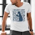I Do What I Want Cat Reading Book Boho Flowers Vintage Men's V-Neck T-Shirt