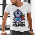 Wild About Reading Book Lover Gorilla Men's V-Neck T-Shirt