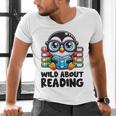 Wild About Reading Book Lover Penguin Men's V-Neck T-Shirt Wild About Reading Book Lover Penguin Men's V-Neck T-Shirt