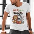 Wild About Reading Zoo Animals For Bookworm Book Reader Men's V-Neck T-Shirt Wild About Reading Zoo Animals For Bookworm Book Reader Men's V-Neck T-Shirt