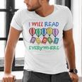 I Will Read Books Everywhere Across America Child Readers Men's V-Neck T-Shirt I Will Read Books Everywhere Across America Child Readers Men's V-Neck T-Shirt