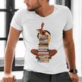 Woman And Books Stack Afro Girl Book Lover Men's V-Neck T-Shirt Woman And Books Stack Afro Girl Book Lover Men's V-Neck T-Shirt