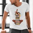 Woman And Books Stack Afro Girl Book Lover Premium Tri-Blend Men's V-Neck T-Shirt