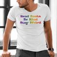 Women's Read Books Be Kind Stay Weird Book Lover Rainbow Men's V-Neck T-Shirt