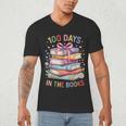 100 Days In The Books Cute Book 100 Days Of School Teachers Men's V-Neck T-Shirt 100 Days In The Books Cute Book 100 Days Of School Teachers Men's V-Neck T-Shirt