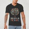 100 Days In The Books Tree Reading Teacher Student 100th Day Men's V-Neck T-Shirt