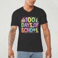 100 Days Of School Book Pencil Teachers Girls Kids 100th Day Men's V-Neck T-Shirt 100 Days Of School Book Pencil Teachers Girls Kids 100th Day Men's V-Neck T-Shirt