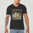 100th Day Of School Teacher Floral Books 100 Days Of Growing Men's V-Neck T-Shirt
