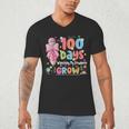 100th Day Of School Teacher Women Floral Books Men's V-Neck T-Shirt