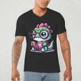 Adorable Book Lover Basilisk With Reading Glasses Cute Men's V-Neck T-Shirt