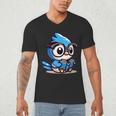 Adorable Book Lover Blue Jay With Reading Glasses Cute Men's V-Neck T-Shirt Adorable Book Lover Blue Jay With Reading Glasses Cute Men's V-Neck T-Shirt